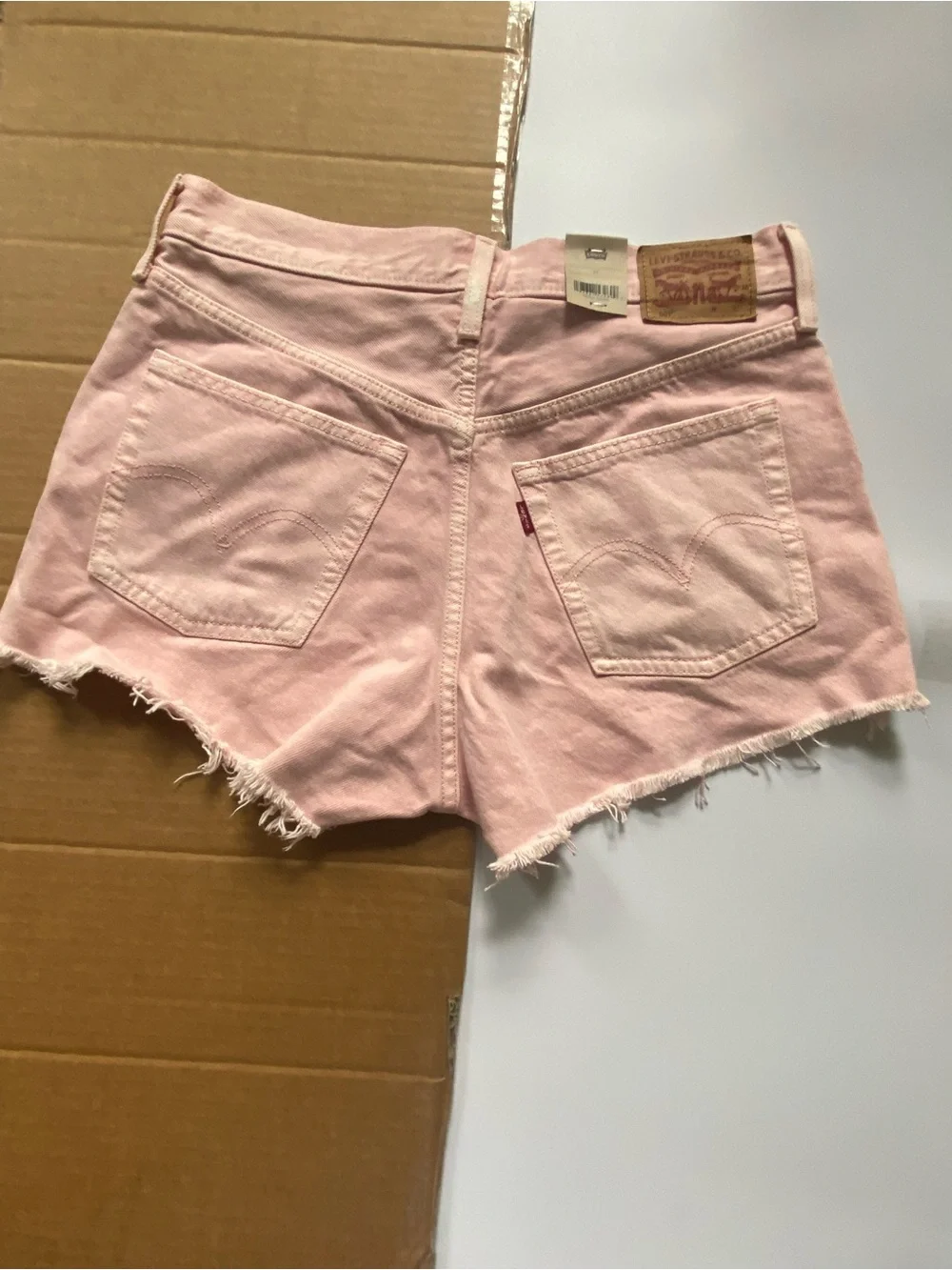 Levi's Pink Frayed Hem Denim Shorts